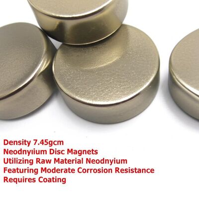 kualitas Densitas 7.45gcm Neodymium Disc Magnet Menggunakan Bahan Baku Neodymium Featuring Moderate Corrosion Resistance Requires Coating pabrik